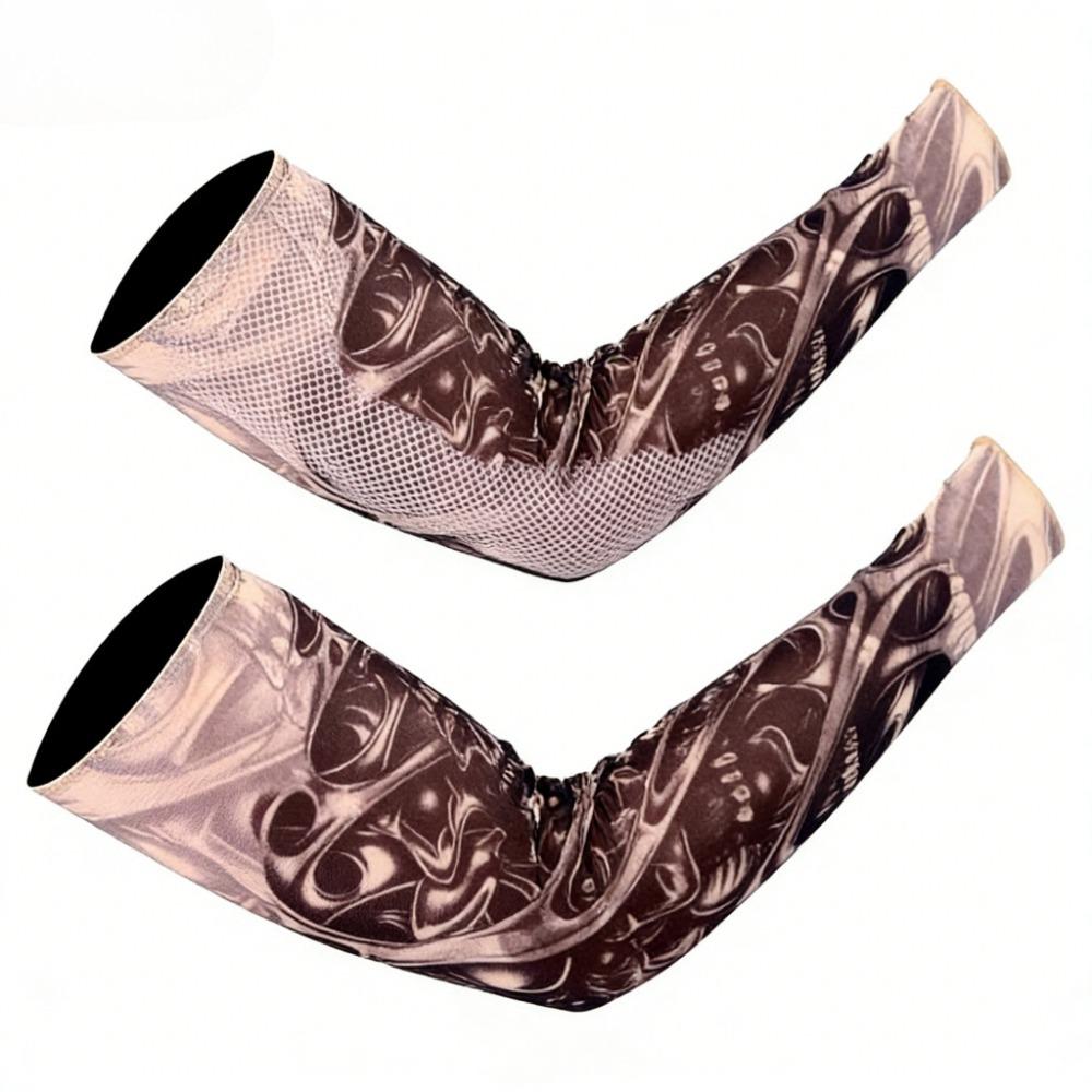 2 Pcs Men Women Tattoo Arm Sleeves Seamless Sun Protection Cool for Cycling Hiking Fishing