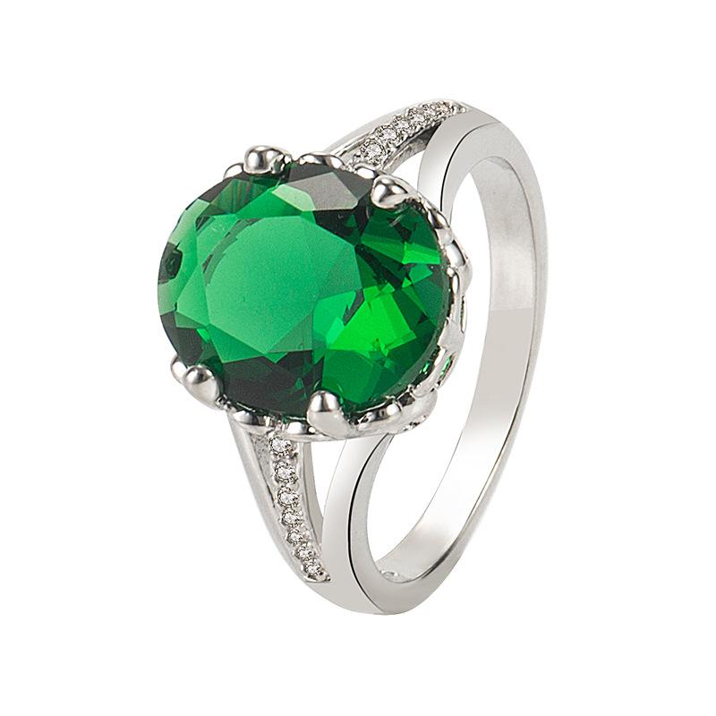 Emerald and Diamond Fashion Ring with S925 Silver Plating