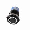 19mm 12 24V LED ON OFF Black Waterproof Selflocking Latch Push Button Flate Switch