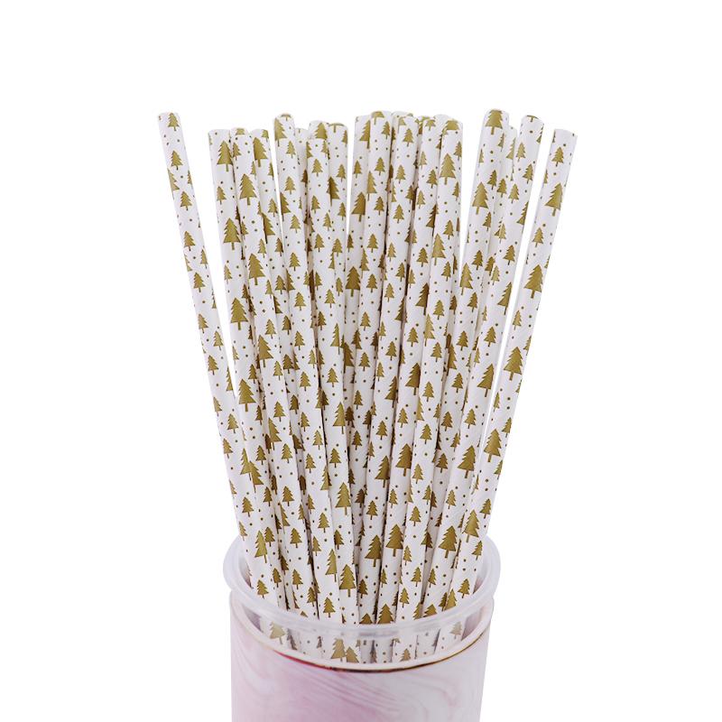 25 buc Paie de Băut de Unică Folosință din Hârtie Colorată, Folie Aurie/Argintie Curcubeu, Decor de Crăciun, Nuntă, Zi de Naștere, Articole de Petrecere