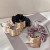 LeTradeJP Chouchou Silk Hair Tie 3-piece Set Adult Metal Plate Rubber Stylish Volume Ladies Anti-static Accessory Mature Gift