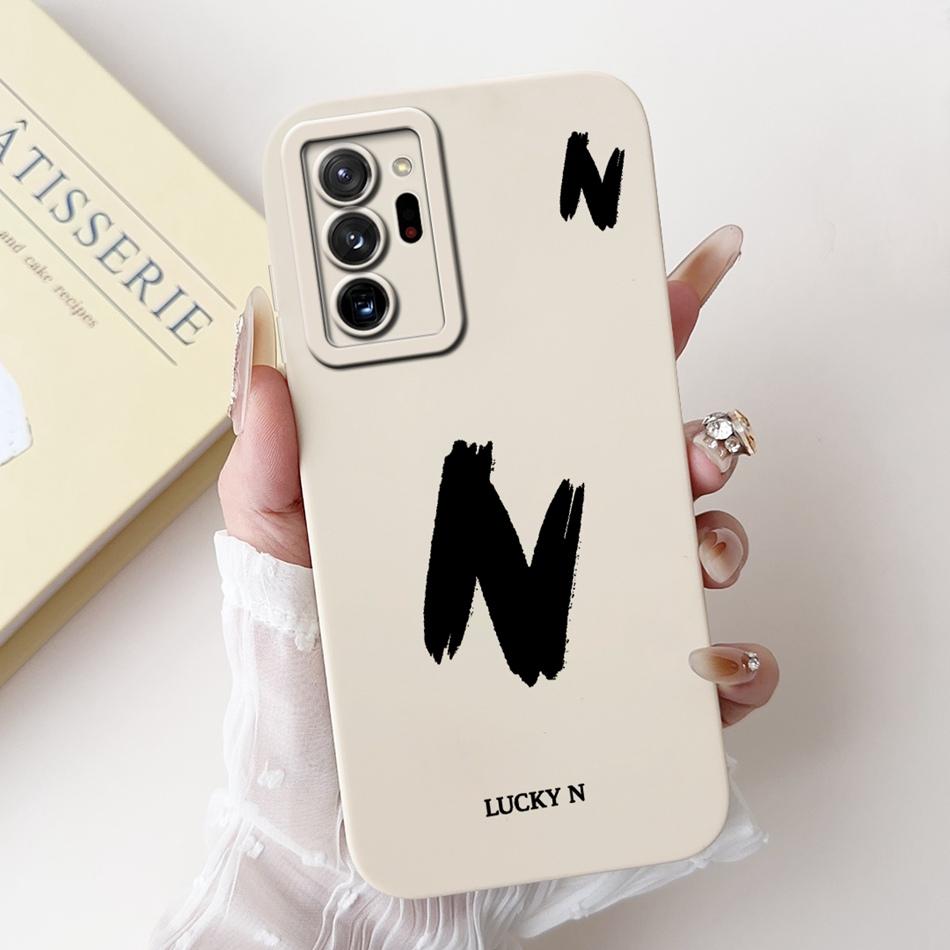 For Samsung Galaxy Note 20 Ultra Note20 Lucky Initial Letter Phone Case For Samsung Note 20 20Ultra 5G Soft Silicone Cases