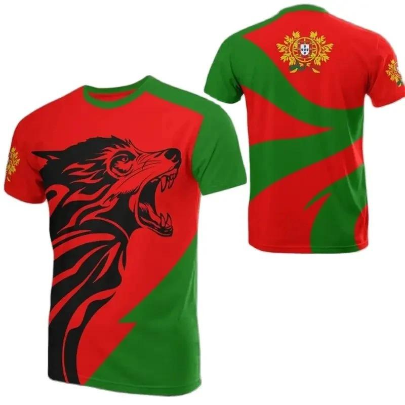3D Portugal National Emblem Graphic T Shirt for Men Clothing Casual Unisex Short Sleeved Tee Shirts Streetwear Y2k Tops T-shirt