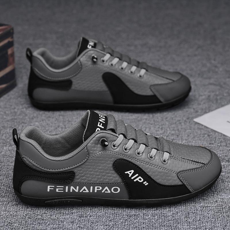 

New winter casual leather waterproof anti-skateboard shoes 44 standard sneaker size сірий колір