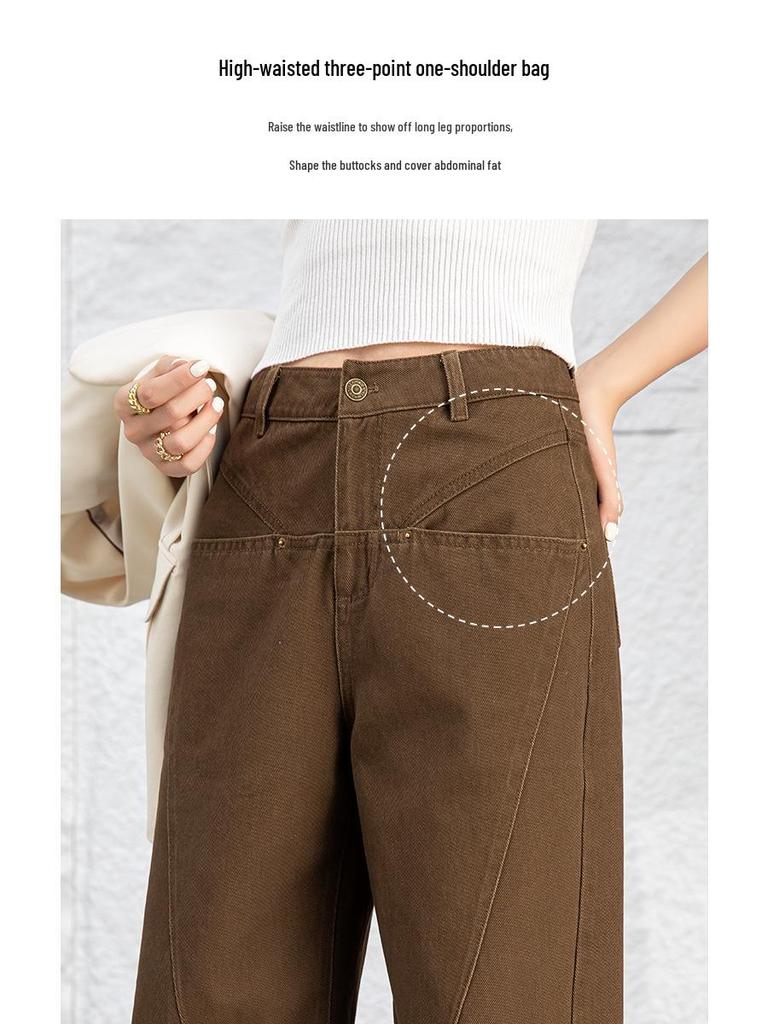 Xin Ge Women's 2024 High-Waisted Wide-Leg Retro Jeans