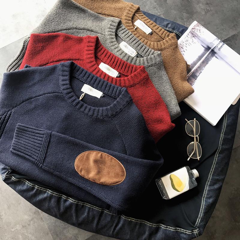Autumn and Winter Thick Men's Sweater Korean Edition Trendy Pi Shuai Tie Cloth Knitted Sweater Trendy Brand Bottom Inner Warm Men's Thread Sweater