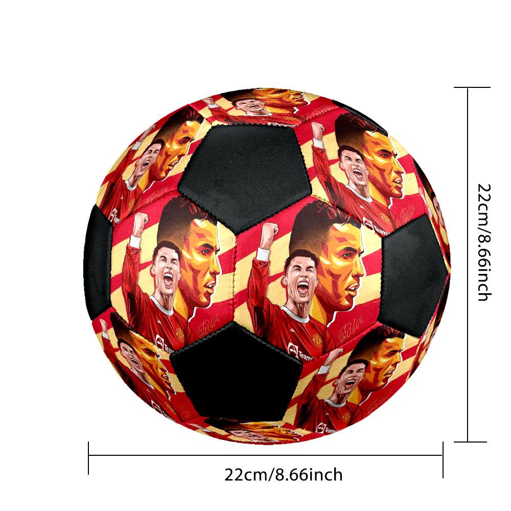 1pz Cristiano Ronaldo Forza misura 5 pallone da calcio PrahaPallone da calcio indoor Colorato Per tutte le età Cucito a macchina PVC Pronto per la competizione Resistente Alto rimbalzo