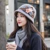 Windproof Yarn Cloche Hat Warm Floral Crochet Hat Fashionable Knitted Bucket Hat Ear Protection