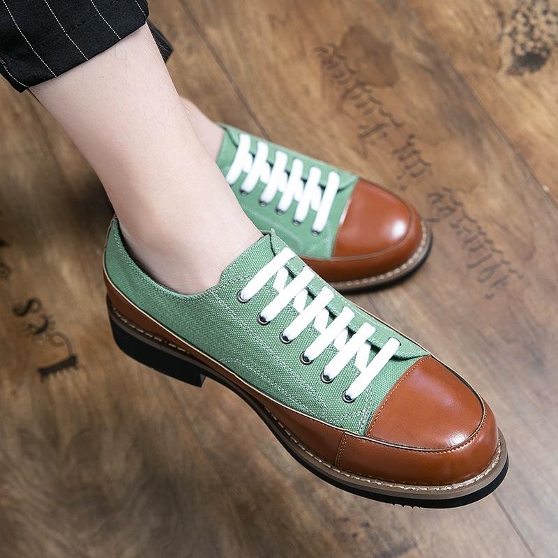 

Men s Leather Shoes Korean Style Red Green Pointed Toe Shoes Business Formal Breathable British Style Groomsmen Weddin Party Sh 38 зелений