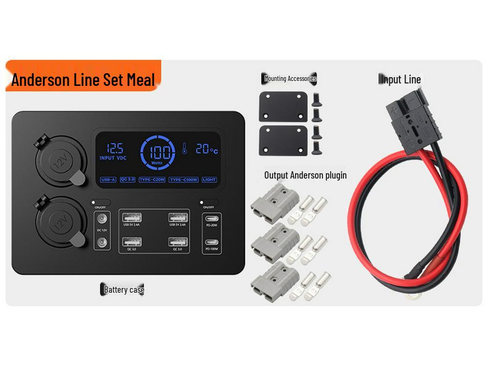 12V Mini Power Box USB Socket PD100W Fast Charger