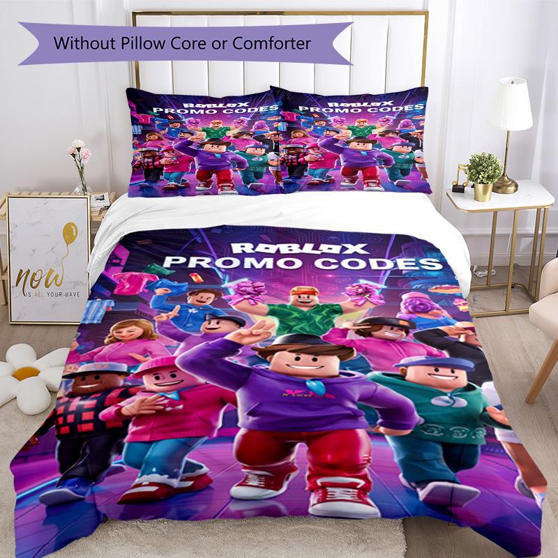 Roblox Bedding Set Breathable Duvet Cover with Pillowcases Decorative Bed Linen for Bedroom Home Decoration Birthday Gift