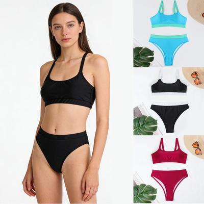Tween Girls Two Piece Bikini Set Sporty Tank Bralette Top High Waist Bottom Adjustable Straps Swimwear 10 18 Years