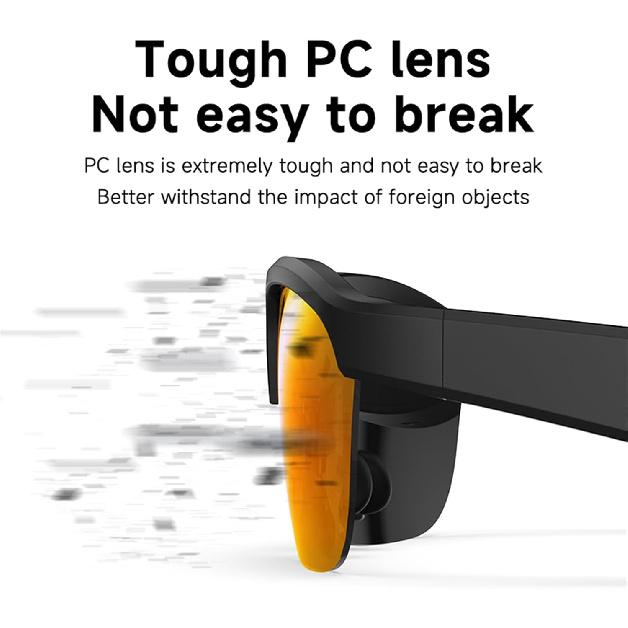 Bluetooth Audio Sunglasses | Smart Glasses with Play Music and Make Phone Calls for Cycling Camp Travel Sunbathing - Black