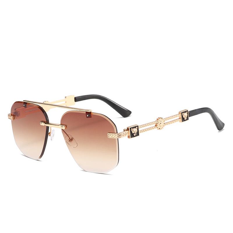 

New Fashion Brand Luxury Designer Sunglasses Men Women Leopard Rimless Vintage Trendy Shades Glasses Outdoor Travel Sunglasses