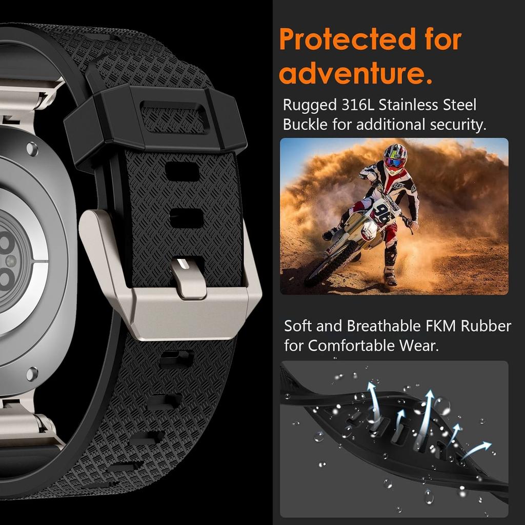 Gumový sportovní řemínek pro Samsung Galaxy Watch 7 Ultra 47mm Silikonový náramek pro Galaxy Watch Ultra 47mm Náhradní příslušenství