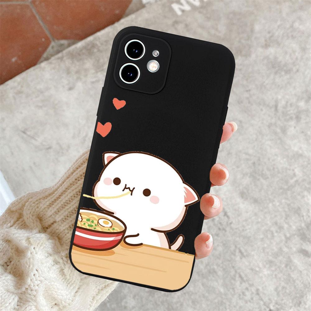 Cartoon Animal Cat Couple Paired Phone Case for IPhone 15 14 13 12 11 Pro Max Mini XS X XR SE2 7 8Plus Lovers Cover Matte Fundas