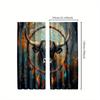 2pcs Highland Cow Dreamcatcher Curtains - Boho Chic Feather Design   Semi-Transparent Polyester Drapes with Vibrant Autumnal Fore