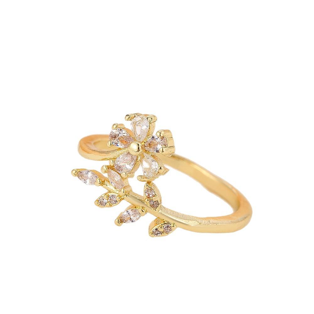 Personalized Temperament Flower Leaf Ring for Women, Retro and Fashionable Butterfly Opening Rings