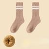 Women's Autumn and Winter New Velvet and Thick Warm Striped Moon Tube Wool Socks