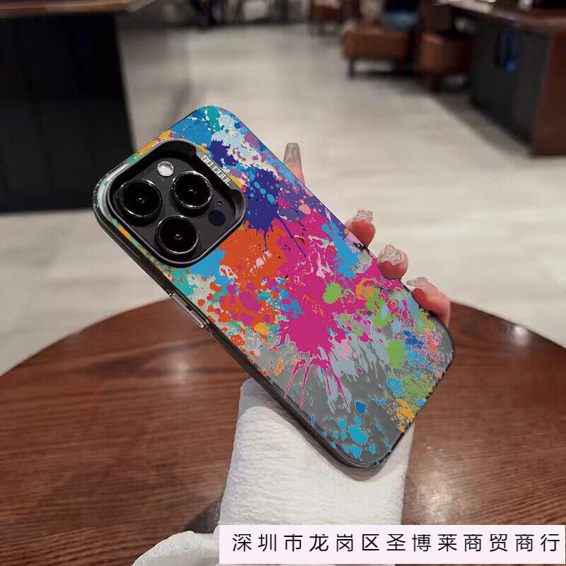 Tide Cool Ink Splashing Graffiti Suitable for Apple 16 Mobile Phone Case 14promax Cartoon iPhone15 Matte Anti-drop 11xr