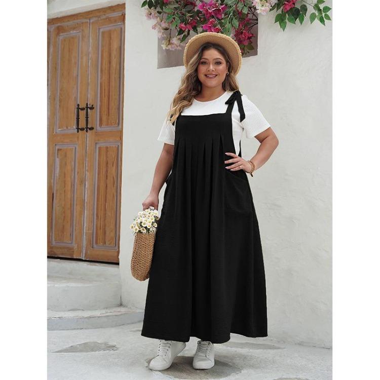 Übergröße Damen Locker Gefaltetes Neckholder-Kleid Trendige Ärmellose Lange Kleider Elegant Urlaubs-Freizeit-Party-Kleidung Damen