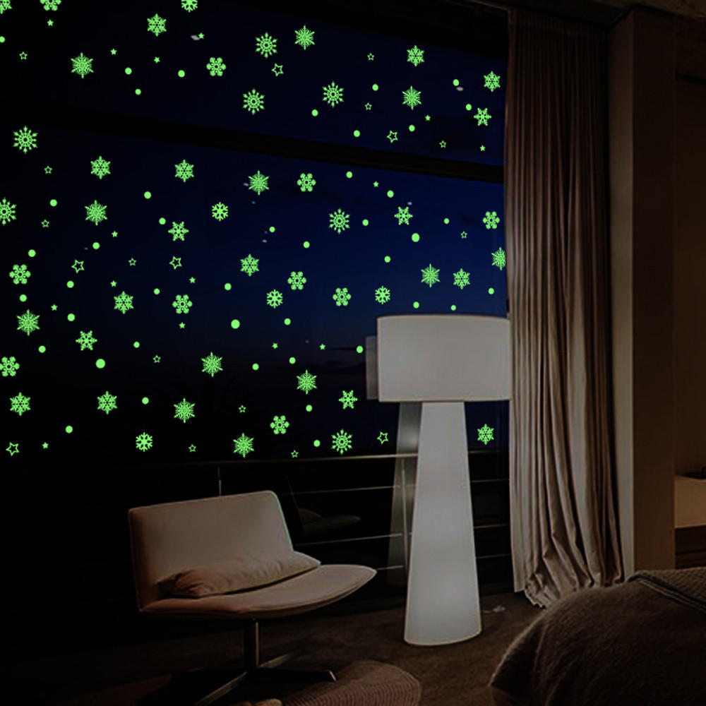 Christmass Nowflake Luminous Removable Wall Window Stickers Art Decals Home Shop