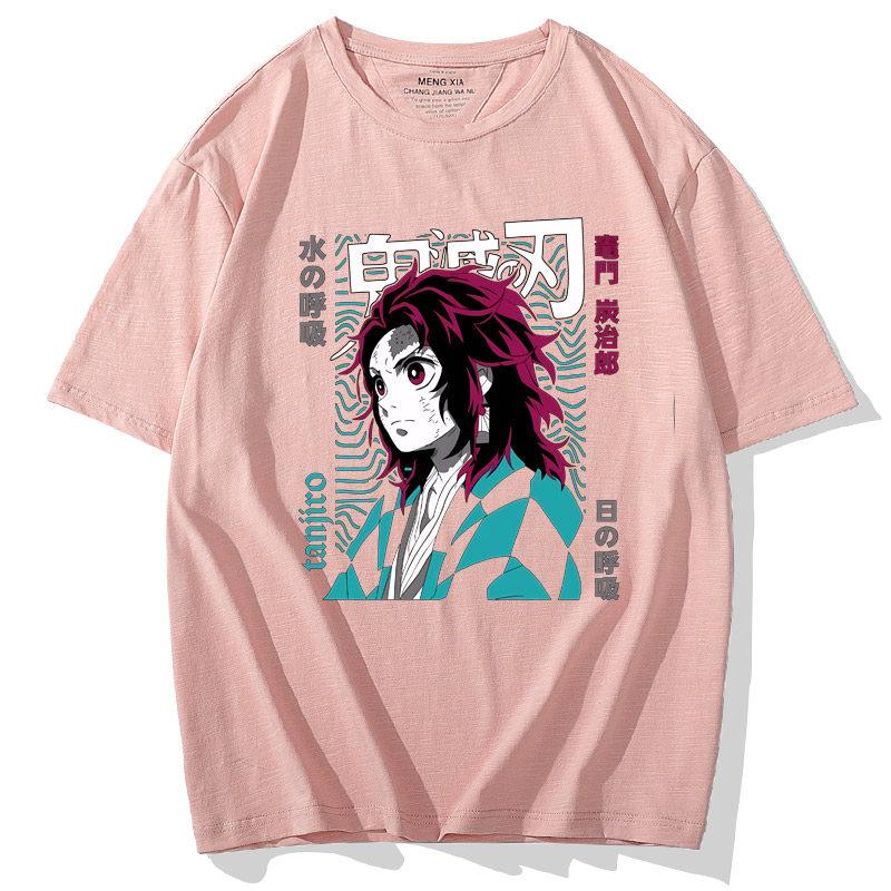 

ZX Ghost Slayer Blade Joint Tshirt Charcoal Shirou Short Sleeve Trendy Brand Loose Printed Mens Tshirt 3XL
