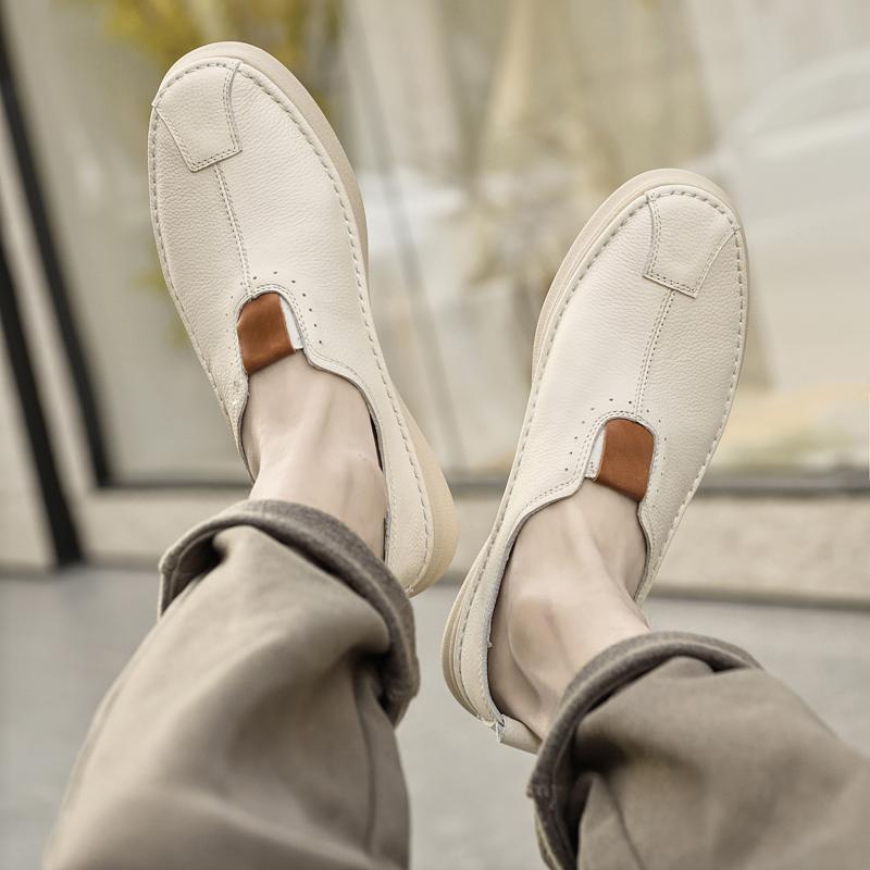 Mens Casual genuine Leather Loafers Men Shoes outdoor fashion Mocasines Hombre Mocassins Black Slip-On men flats