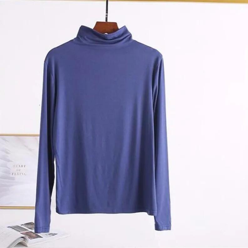 

Водолазка с длинным рукавом женская осень-зима ворсовый воротник однотонный утягивающий универсальный XS синий