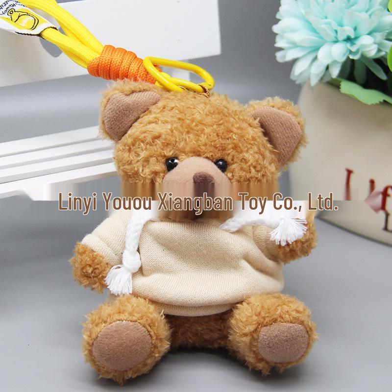 Teddy Bear Pendant Plush Toy with Colorful Clothes Keychain - Customizable Souvenir