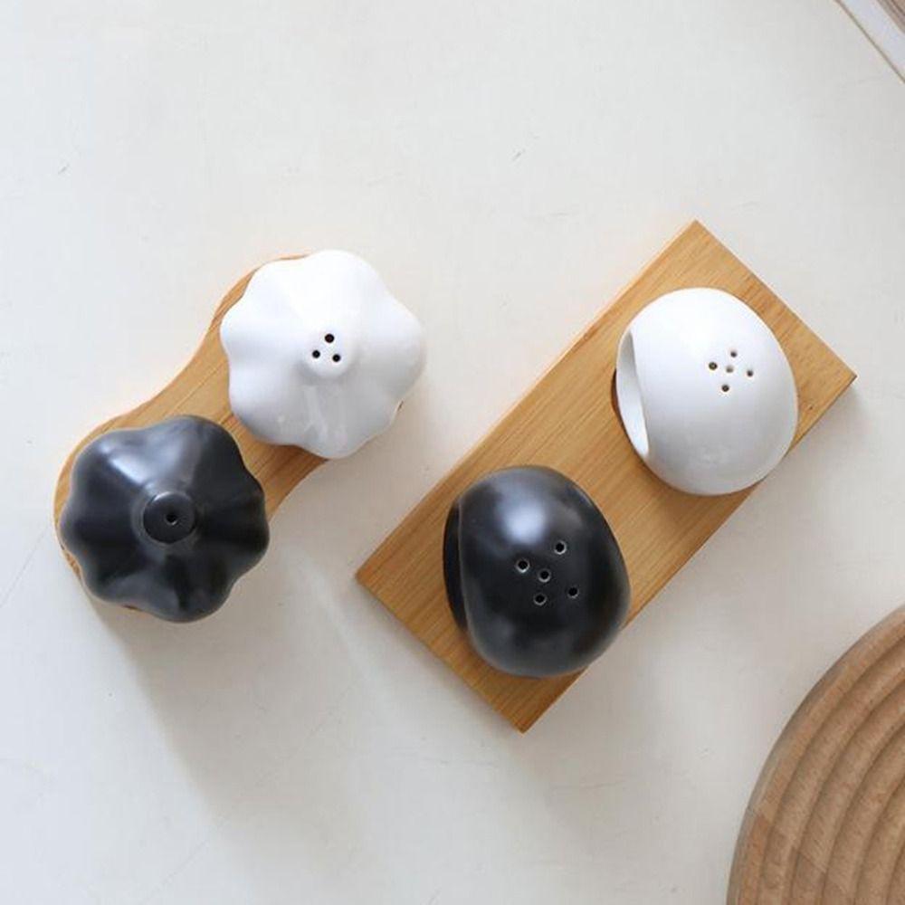 Decorative Garlic Shape Spice Jars Ceramic Spice Container Multi-functional Seasoning Jar Table