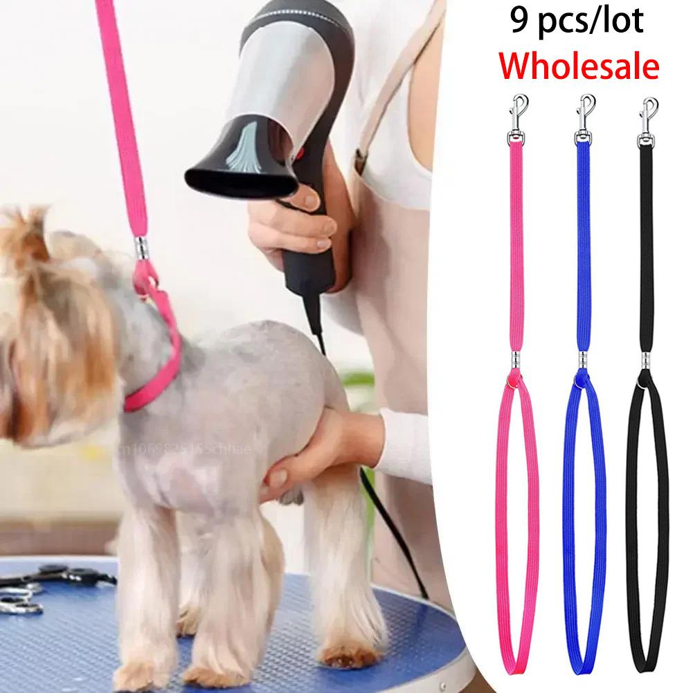 9 Pieces Pet Grooming Loops Nylon Restraint Noose Adjustable Fixed Dog Cat Safety Rope for Pet Grooming Table Bathtub
