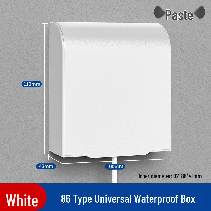 Type 86 Waterproof Self-Adhesive Switch Cover, Splash-Proof Box for Bathroom