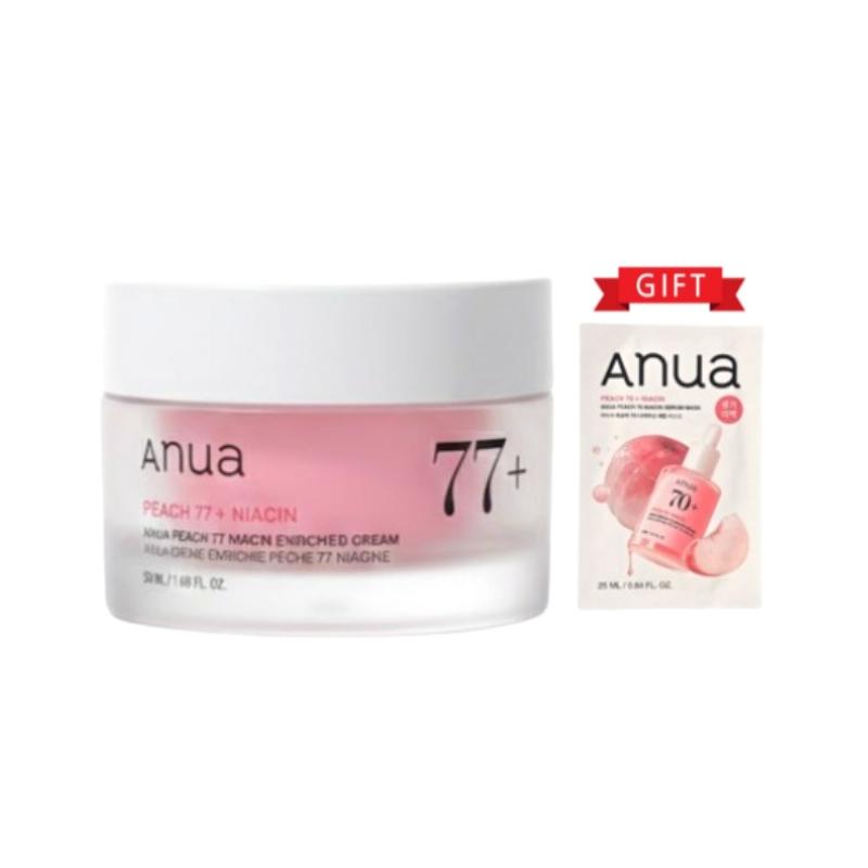 Anua Peach 77 Niacin Enriched Cream 50ml – Hydrating Glow Cream, Radiant Skin Care + Free Mask 50ml + free mask 1sheet