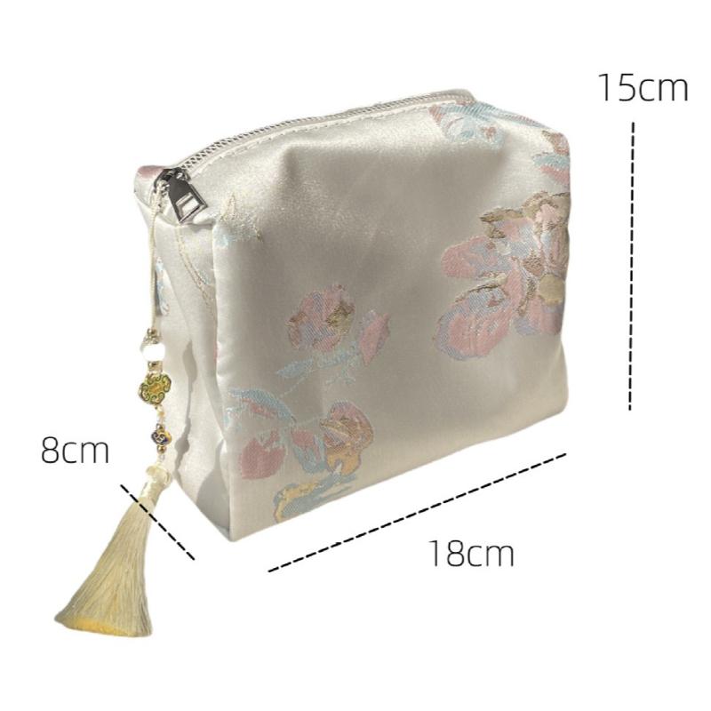 Floral Cosmetic Bag Women Travel Makeup Organizer Zipper Clutch Storage Bag Beauty Case