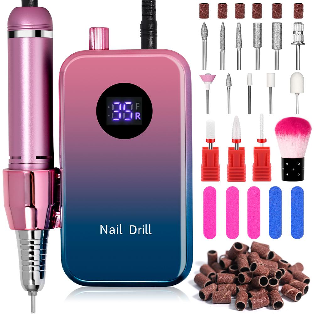 Professional 35000RPM Portable Electric Nail Drill Machine Display Nails Sander For Acrylic Gel Polish Rechargeable Nail Tool