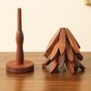 5Pcs Wooden Tree-Shaped Coasters with Base Heat-resistant Drink Placemats Pot