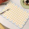 Plaid Placemat Diatomite with Wavy Edge, Heat Resistant Non-slip Table Mat Mat, Absorbent Quick Drying for Kitchen Counter