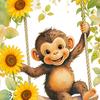 Yousheng Wall Stickers, Monkey On The Swing Shape, Self-Adhesive Waterproof Wall Decals, Easy Repositioning Window Clings for Kids