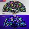 Luminous Folding Kung Fu Party Fan with UV Fluorescent Glow