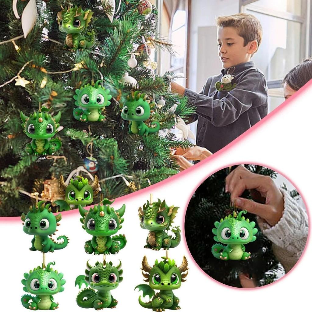 Cute Creative Green Dinosaur Car Hanging Ornament For Christmas Tree Home Decoration