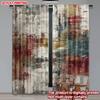 2D Flat Printing 2pcs Happy Valentine's Day Party Window Curtains Simian Style Mixed Color Oil Painting Pattern Digital Printed