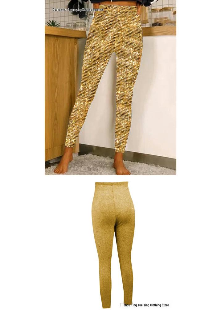 Pantalones Elásticos Elegantes de Lentejuelas para Uso Casual