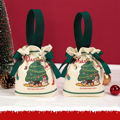 Christmas Apple Packaging Bag Tote Bags Christmas Eve Gift Box Santa Claus Bag Candy Handbag Kids Gift Packaging Drawstring Bags