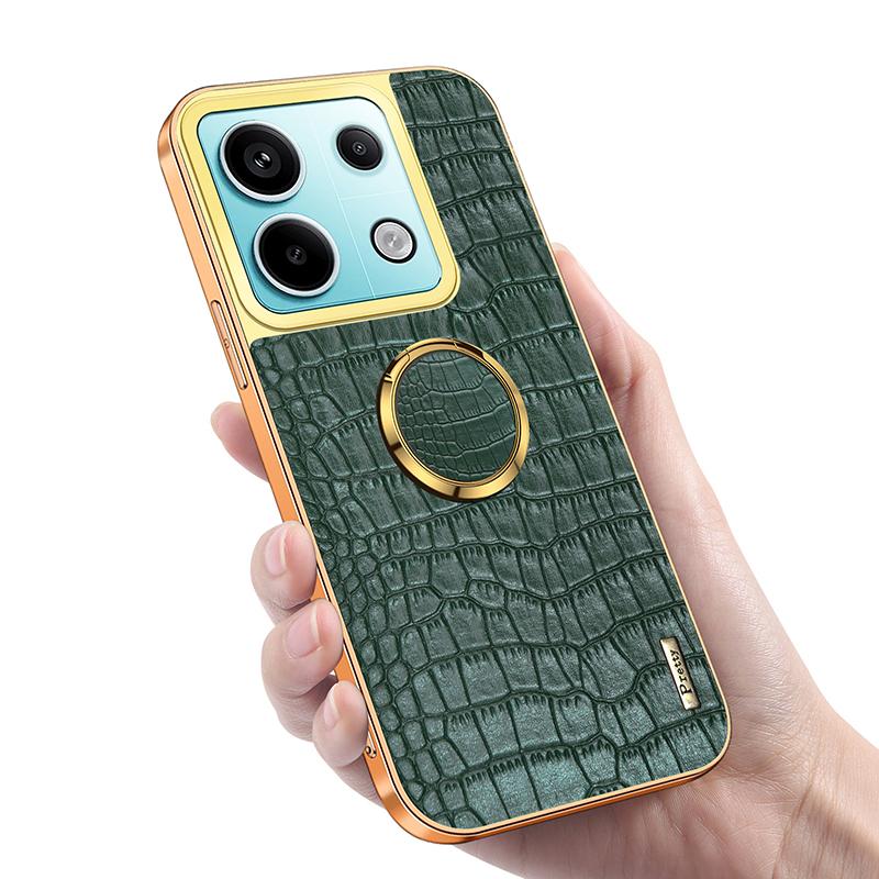 

360°Rotating Metal Ring Car Holder Leather Shockproof Phone Case For Xiaomi 11T 12T Pro Redmi Note 13 13C 12 S 12C 11 10 9 8 Pro Redmi Note8Pro жовтий