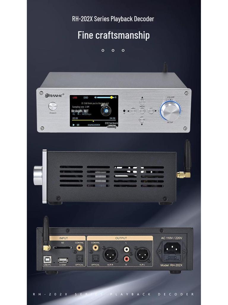 DSD Lossless HiFi Bluetooth 5.1 Music Player with USB and Turntable, DTS Dolby AC3 Decoding.