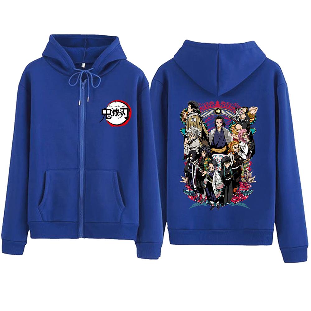 Demon Slayer Zipper Hoodie Women Men Anime Oversized Hoodies Coat Top Full Zip Sweatshirts Jackets