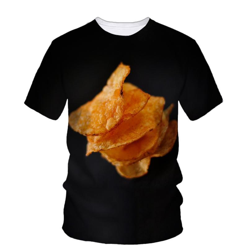 Creative Potato Chip 3d Printed T-shirt Summer Men's Short Sleeve Fashion Popcorn Noodles Graphic