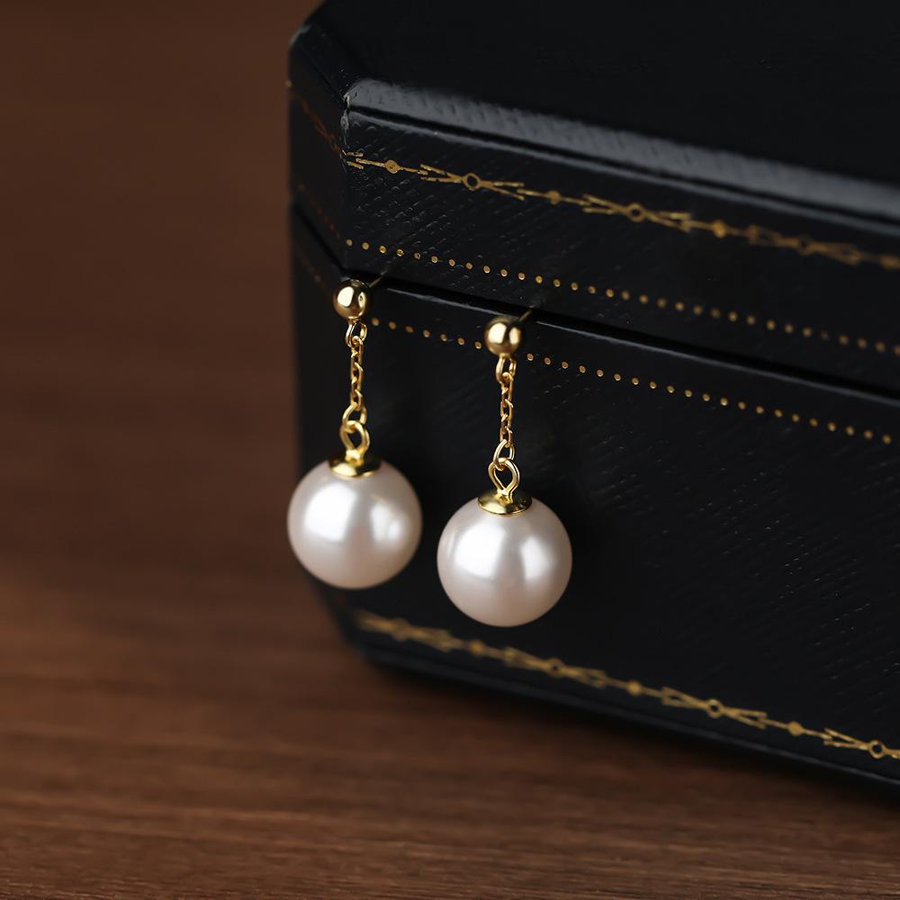 New Shi Jiazhu Retro Stud Earrings Femininity Versatile Geometric Round Earrings Pearl Fashion