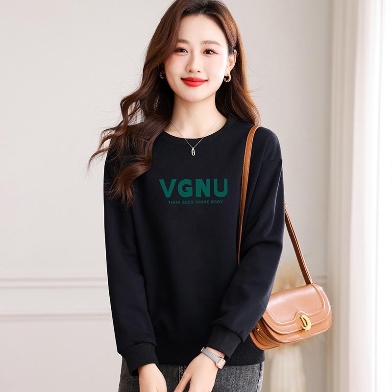 

Женская корейская толстовка с круглым вырезом – Thread Design, стиль весна/осень 2025, модная, без капюшона, свободный и облегающий топ XL (110-125 jin) чёрный